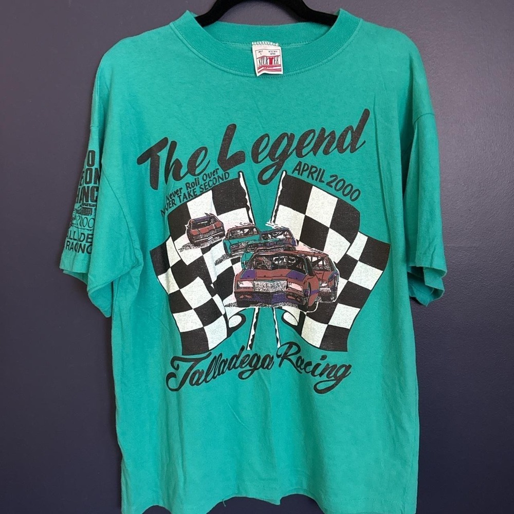 Vintage 2000 Talladega Racing The Legend Green Single Stitch T-Shirt Mens L